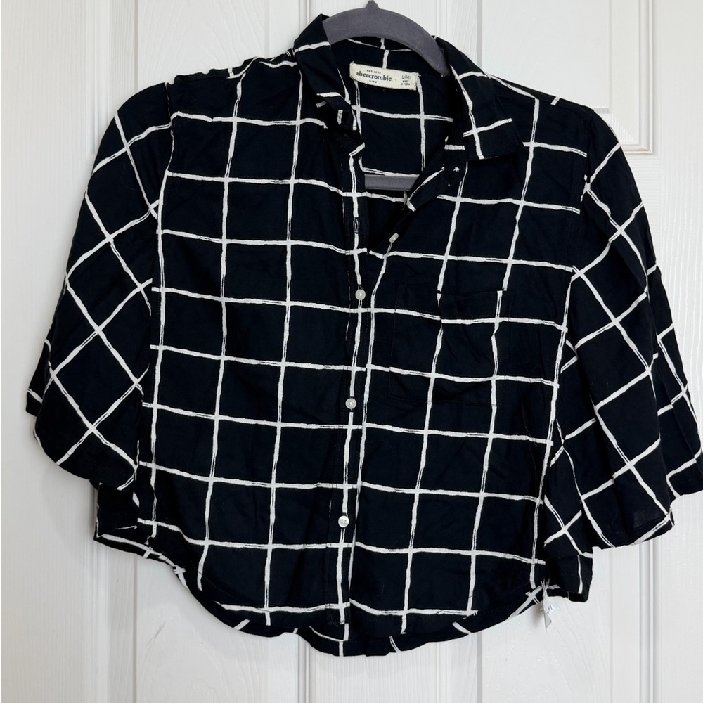 Abercrombie kids Black and White Grid Shirt